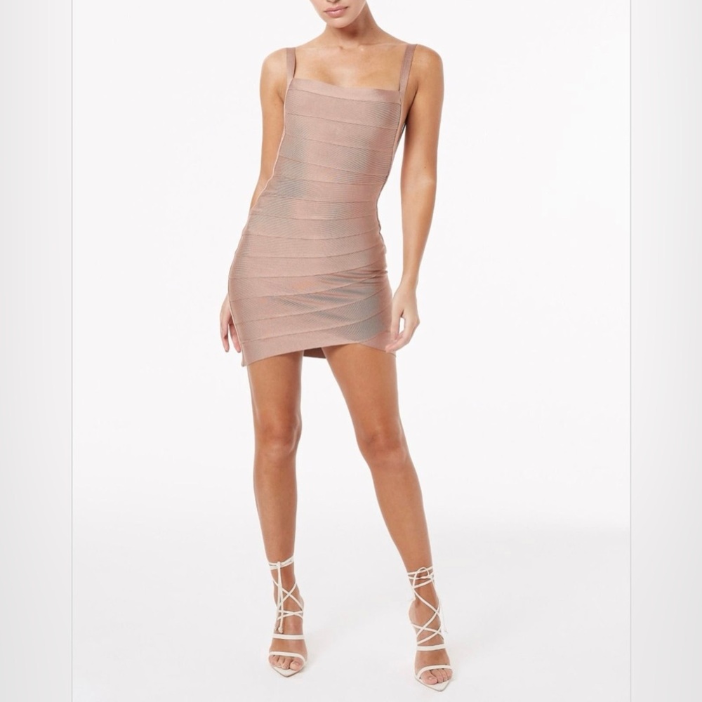 Chic Beige Bandage Mini Dress